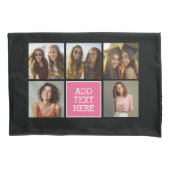 Housse D'oreillers Pink Black 5 Photo Collage avec texte (devant)