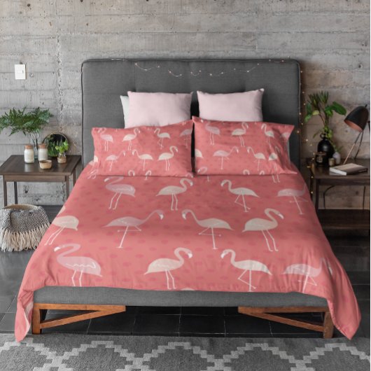 Housse D'oreillers Pink Coral Red Flamingo Seamless Pattern