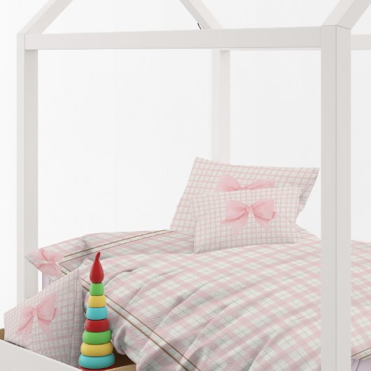 Housse D'oreillers Pink Cute Swete Plaid Girly Bow Nursery