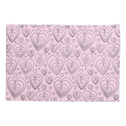 Housse D'oreillers Pink Grey Black Hearts Pattern. (Dos)