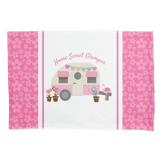 Housse D'oreillers Pink Home Sweet Glamper Pillowcase (devant)