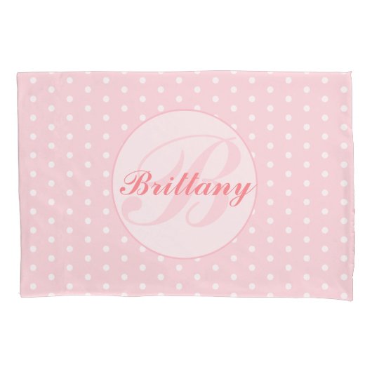 Housse D'oreillers Pink Polka Dot Flower Coque Coussin monogramme (devant)