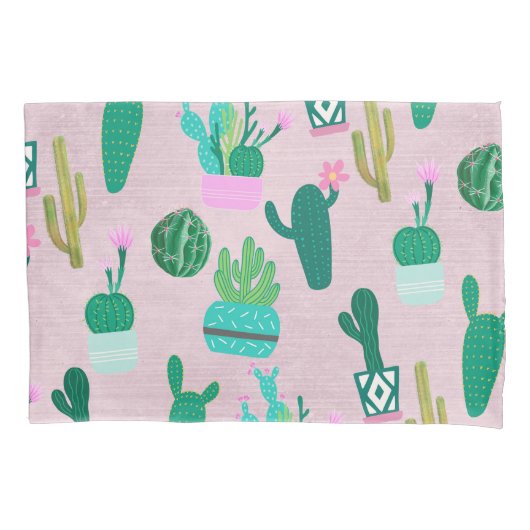 Housse D'oreillers Pink Rustique Sud-Ouest Cactus Plantes (devant)