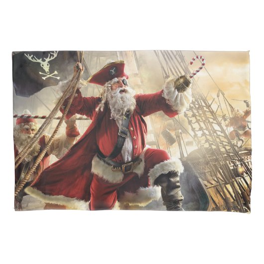 Housse D'oreillers Pirate Père Noël (devant)
