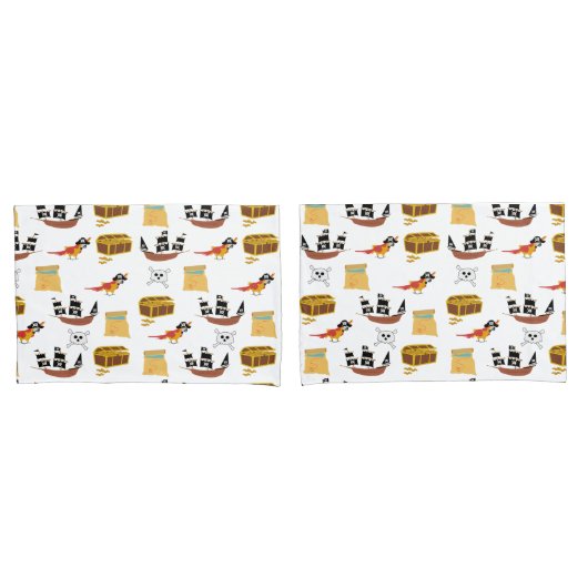 Housse D'oreillers Pirate Ship Treasure Motif à thème de coffre (devant-Set)