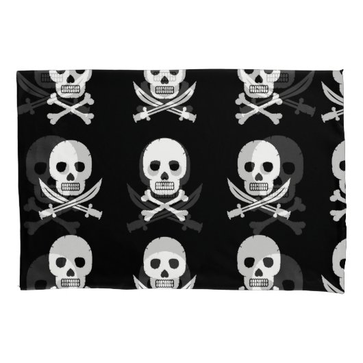 Housse D'oreillers Pirate Skuls Crossbones Motif sans couture (devant)