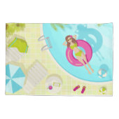 Housse D'oreillers Piscine fille en bikini plage d'été (Dos)