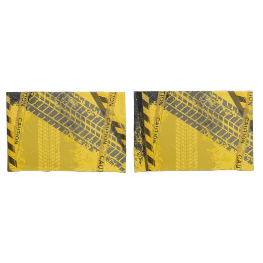 Housse D'oreillers Piste noire trace jaune (devant-Set)