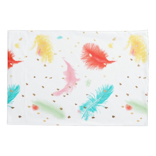 Housse D'oreillers PixDezines Aquarelle plumes/do-it-yourself arrière (Dos-gauche)