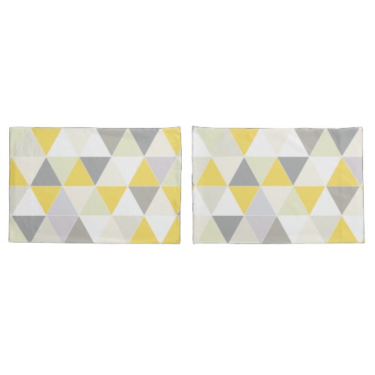 Housse D'oreillers PixDezines géométrique jaune+gris (Dos-Set)