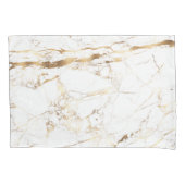 Housse D'oreillers PixDezines MARBRE BLANC+FAUX OR VEINS (devant-gauche)