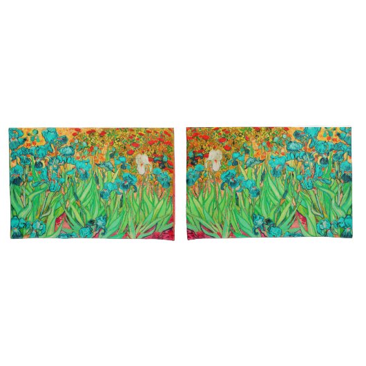 Housse D'oreillers PixDezines Van Gogh Irises/Turquoise/St. Remy (devant-Set)