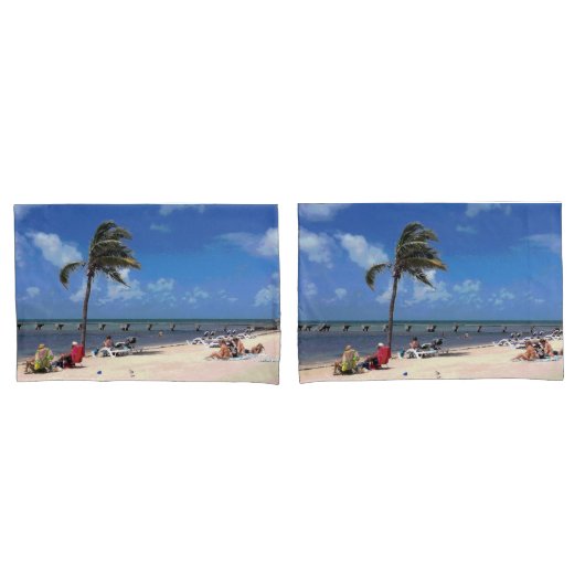 Housse D'oreillers Plage avec Palm de coco (devant-Set)