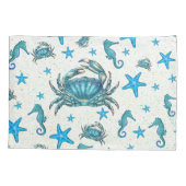 Housse D'oreillers Plage moderne Crabe Bleu Starfish Horloge (Dos)