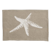 Housse D'oreillers Plage Rustique Poisson blanc et Faux Burlap (devant-gauche)