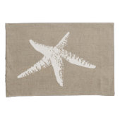 Housse D'oreillers Plage Rustique Poisson blanc et Faux Burlap (devant-Droit)
