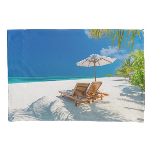 Housse D'oreillers Plages tropicales | Plage de chaises longues Bora  (devant)