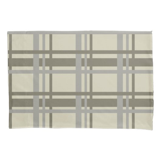 Housse D'oreillers Plaid gris et crème (devant)