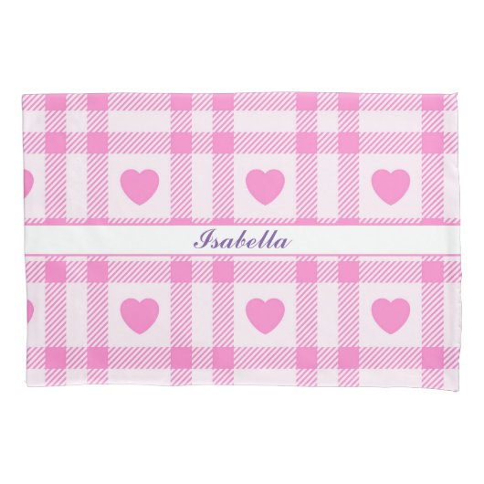 Housse D'oreillers Plaid Modern Pink Heart Collection (devant)