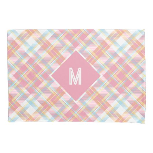 Housse D'oreillers Plaid Monogramme personnalisé / Motif Tartan (devant)