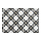 Housse D'oreillers Plaid noir blanc or personnalisé avec monogramme (Dos)