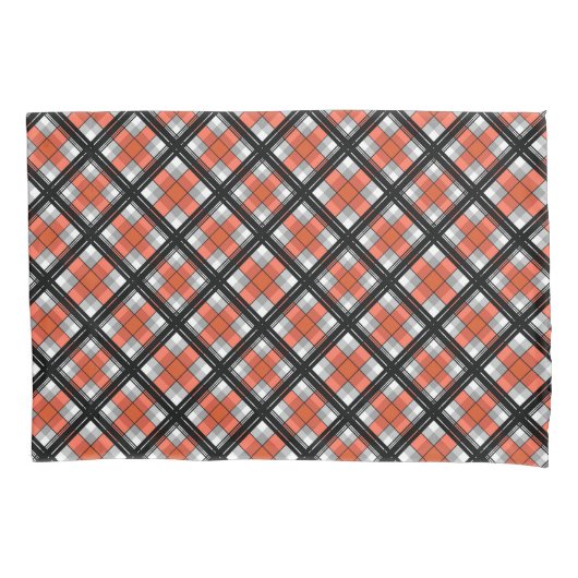 Housse D'oreillers Plaid noir et orange (devant)
