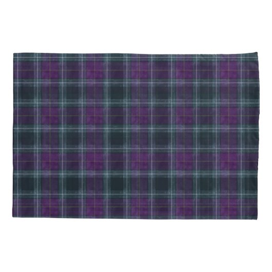 Housse D'oreillers Plaid violet et vert (Dos-gauche)
