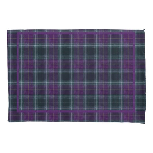 Housse D'oreillers Plaid violet et vert (devant-gauche)