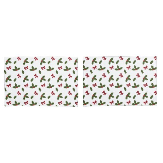 Housse D'oreillers Plante Holly Commun Et Motif Red Bows (devant-Set)