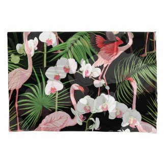 Housse D'oreillers Plantes tropicales oiseaux illustration colorée