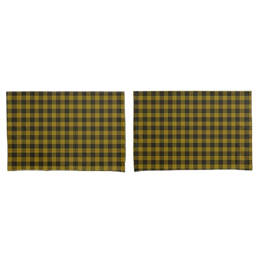 Housse D'oreillers Plaque noire jaune tartan MacLeod (devant-Set)