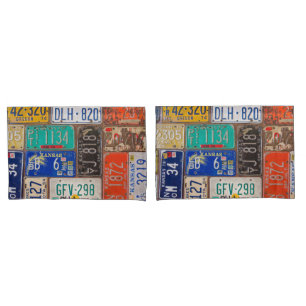 Housse D'oreillers Plaques de licence rouillées vintages