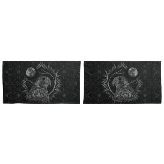 Housse D'oreillers Pleine lune de faucon (devant-Set)