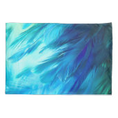 Housse D'oreillers Plume Abstraite Bleu Vert (Dos)