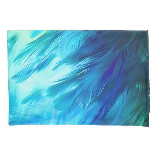 Housse D'oreillers Plume Abstraite Bleu Vert (devant)