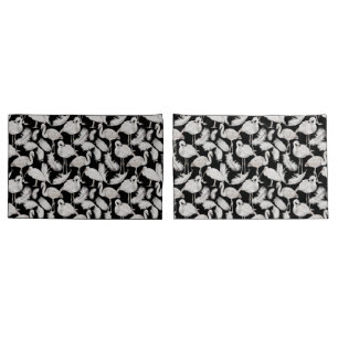 Housse D'oreillers Plume de cygne noir et blanc Motif Élégant