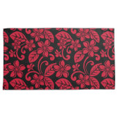 HOUSSE D'OREILLERS PLUMÉRIE DE L'ÎLE (NOIR/ROUGE) (devant-Droit)