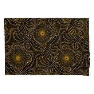 Housse D'oreillers Plumes asiatiques : noir or sans soudure.