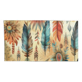 Housse D'oreillers Plumes bleues de la tribu Aztec Boho (Dos-Droit)