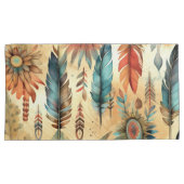 Housse D'oreillers Plumes bleues de la tribu Aztec Boho (devant-Droit)