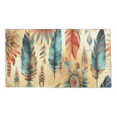 Housse D'oreillers Plumes bleues de la tribu Aztec Boho (Dos-gauche)
