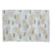 Housse D'oreillers Plumes de paon doré et Feuilles (devant)