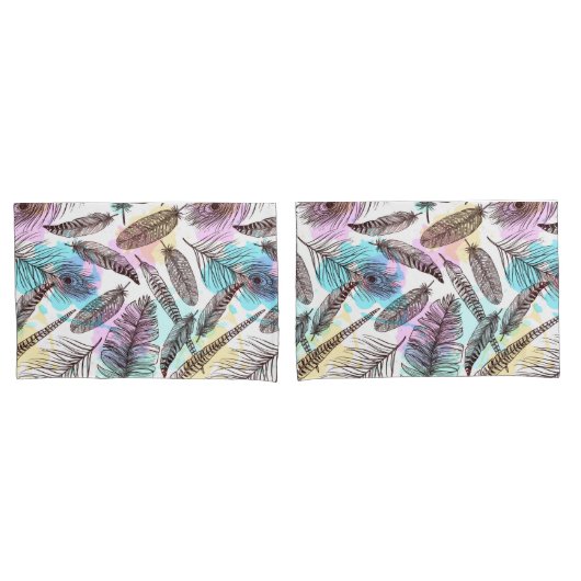 Housse D'oreillers Plumes de paquetage (devant-Set)