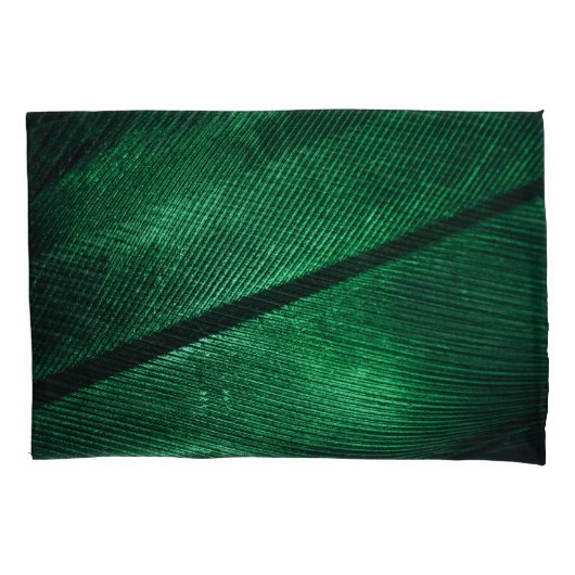 Housse D'oreillers Plumes Vertes, Belle Texture Motif. (devant)