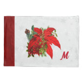 Housse D'oreillers Poinsettias Florales de vacances Monogrammes (Dos)