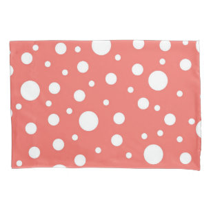 Housse D'oreillers Point Polka de corail