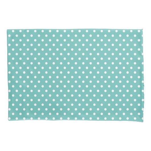 Housse D'oreillers Point Polka Turquoise Et Blanc Simple  (devant)