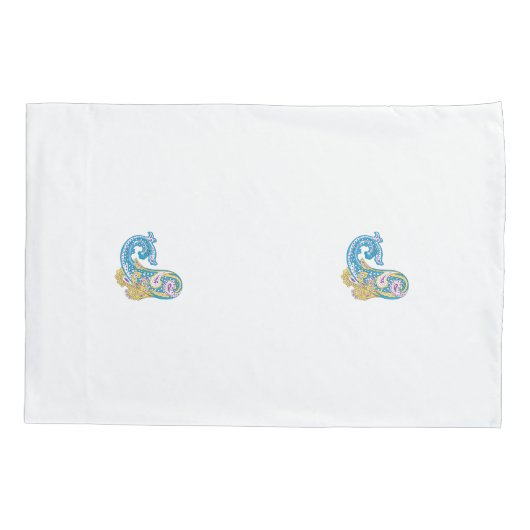 Housse D'oreillers Point, Sherpa Blue, Design de sable doré (Dos)