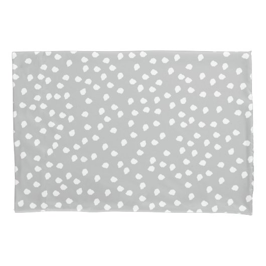 Housse D'oreillers Pointe Polka minimale gris et blanc (devant)
