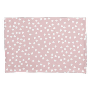 Housse D'oreillers Pointe Polka minimale rose et blanche
